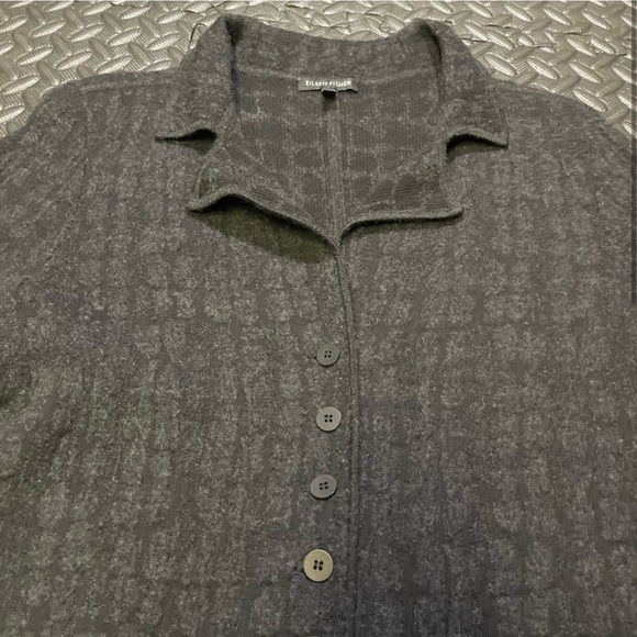 Eileen Fisher Wool Cotton Blend Sweater Jacket Size Small Black - Picture 3 of 11